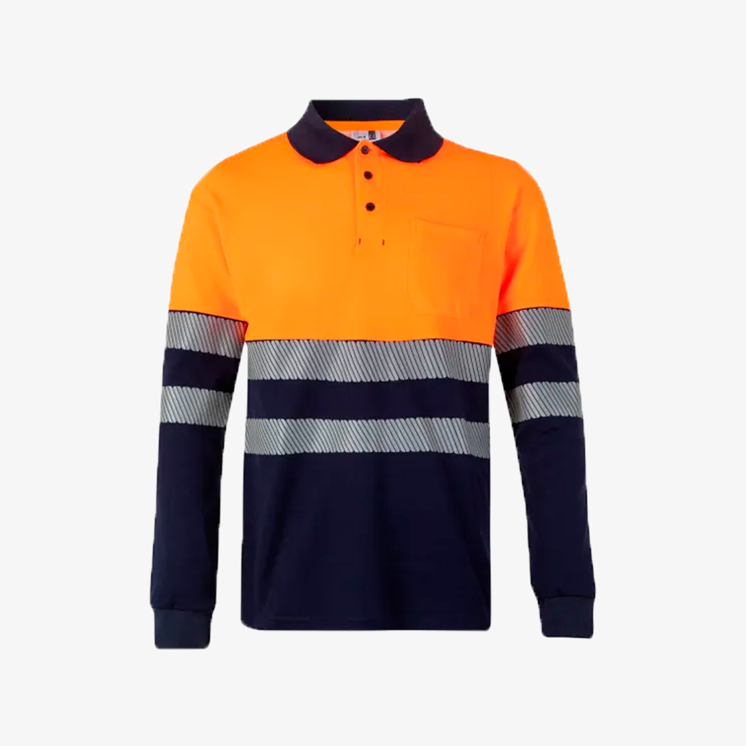 polo-de-alta-visibilidade-manga-comprida-laranja-azul